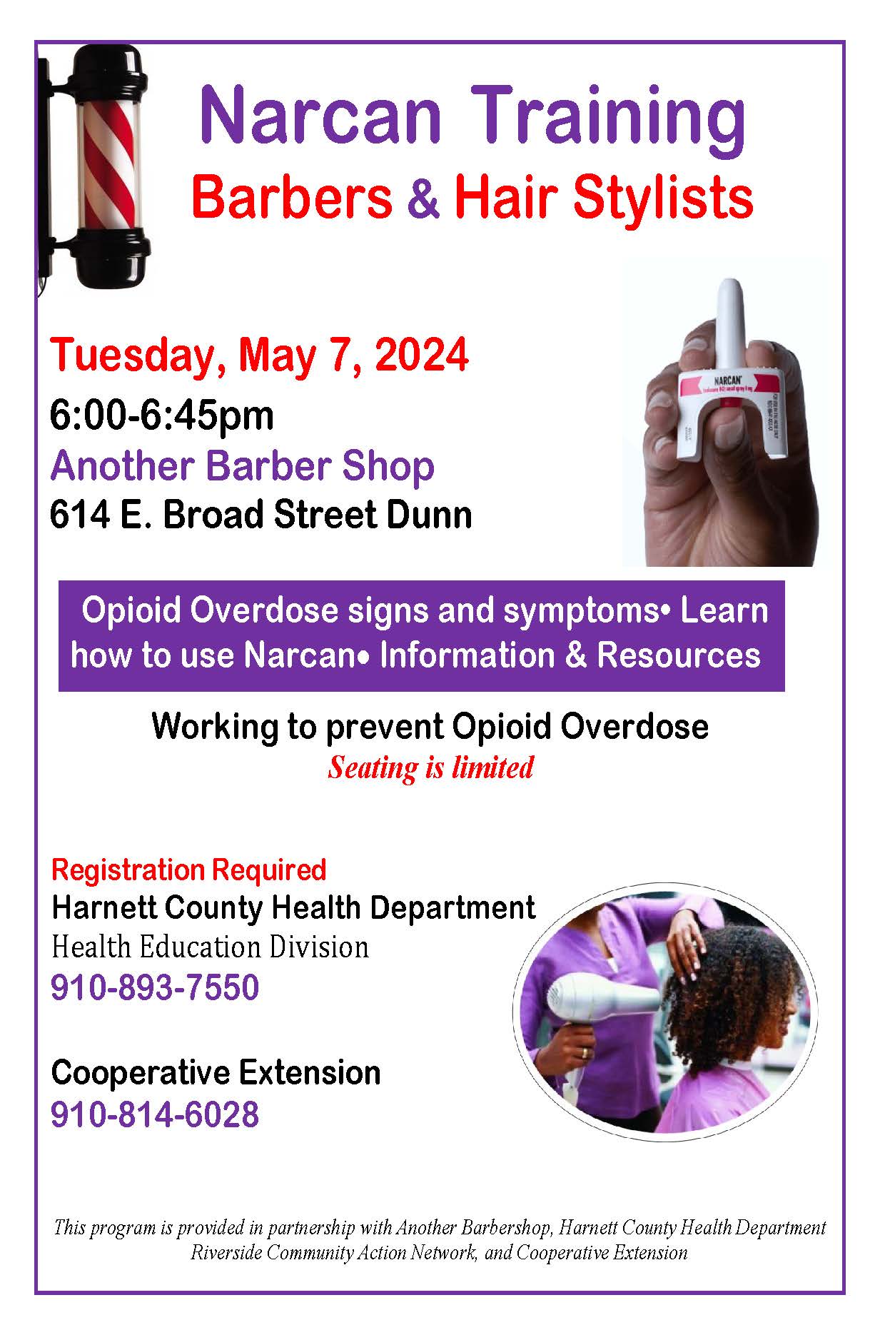 Narcan Training-Barbers & Hair Stylist: May 7, 2024