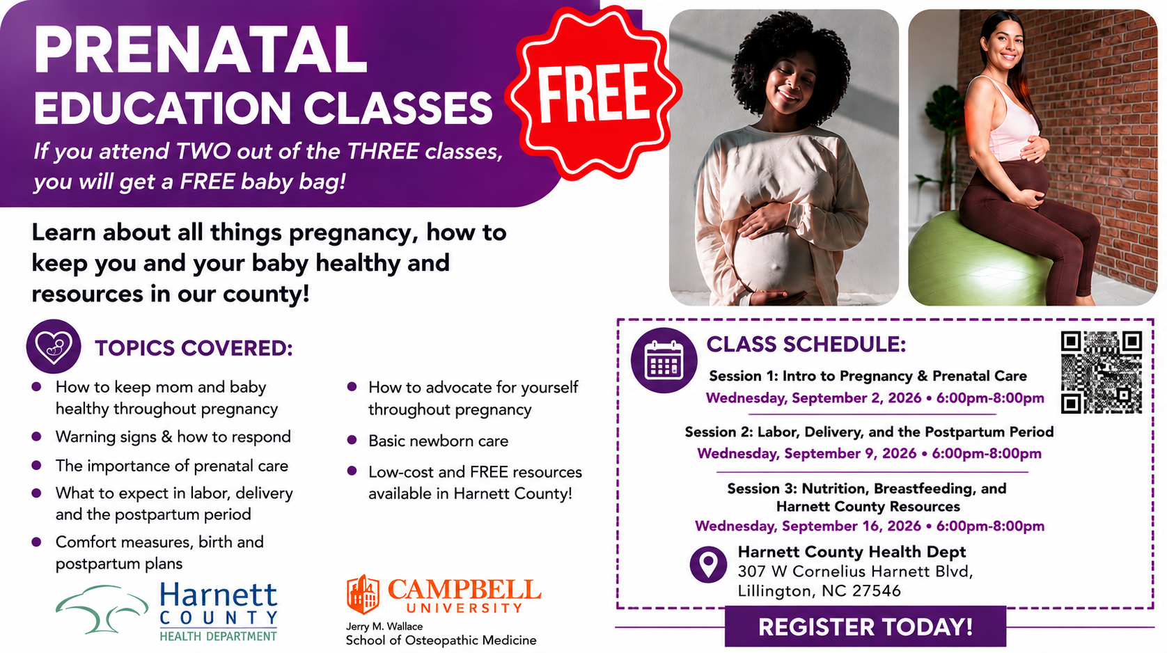 Prenatal Education classes flyer