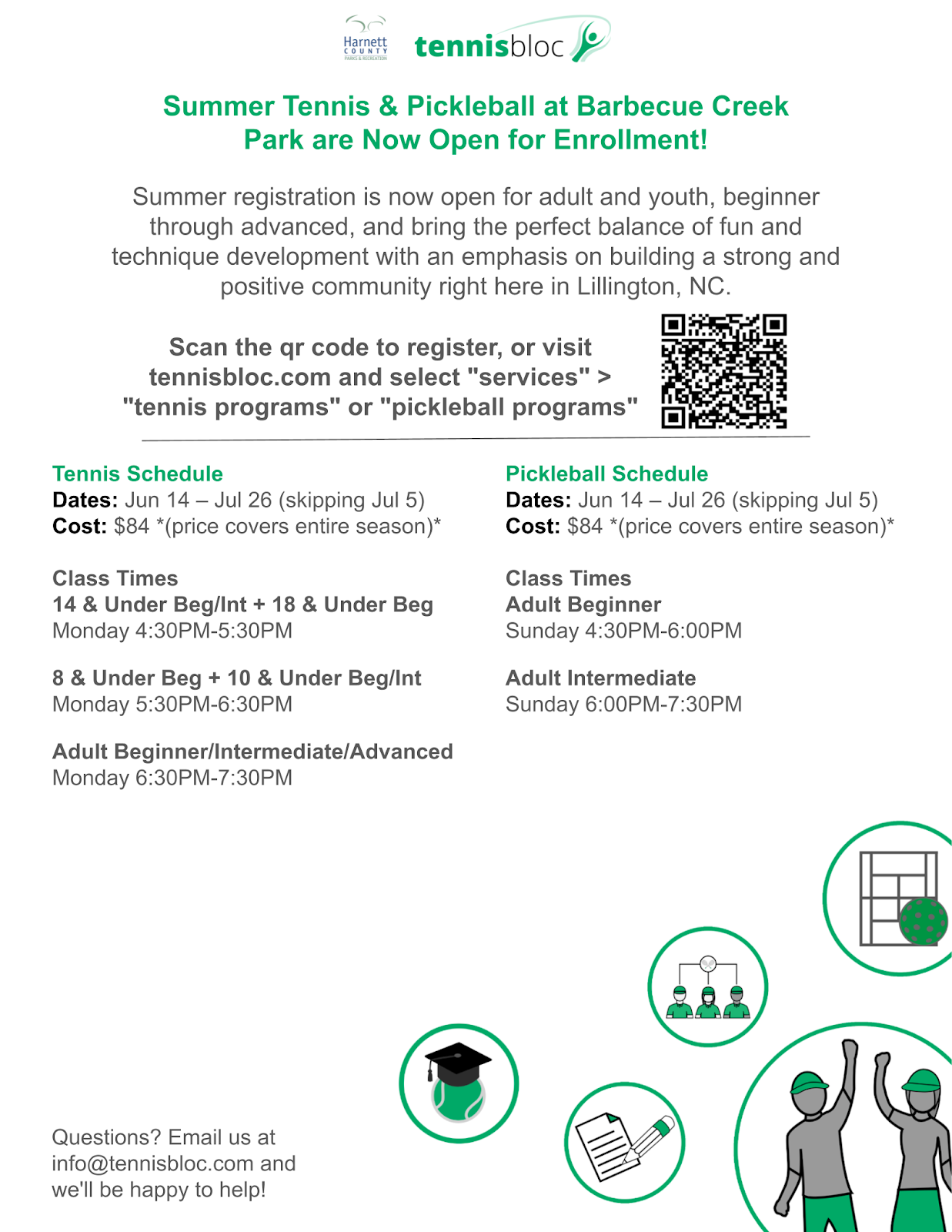 Pickleball & Tennis Clinics- Summer 2026- Barbecue Creek Park