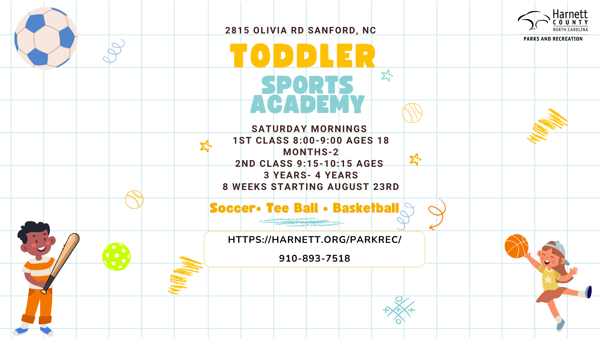 Socca Tots & Toddler Sports Academy- Benhaven Community Center  Registration Begins August 4