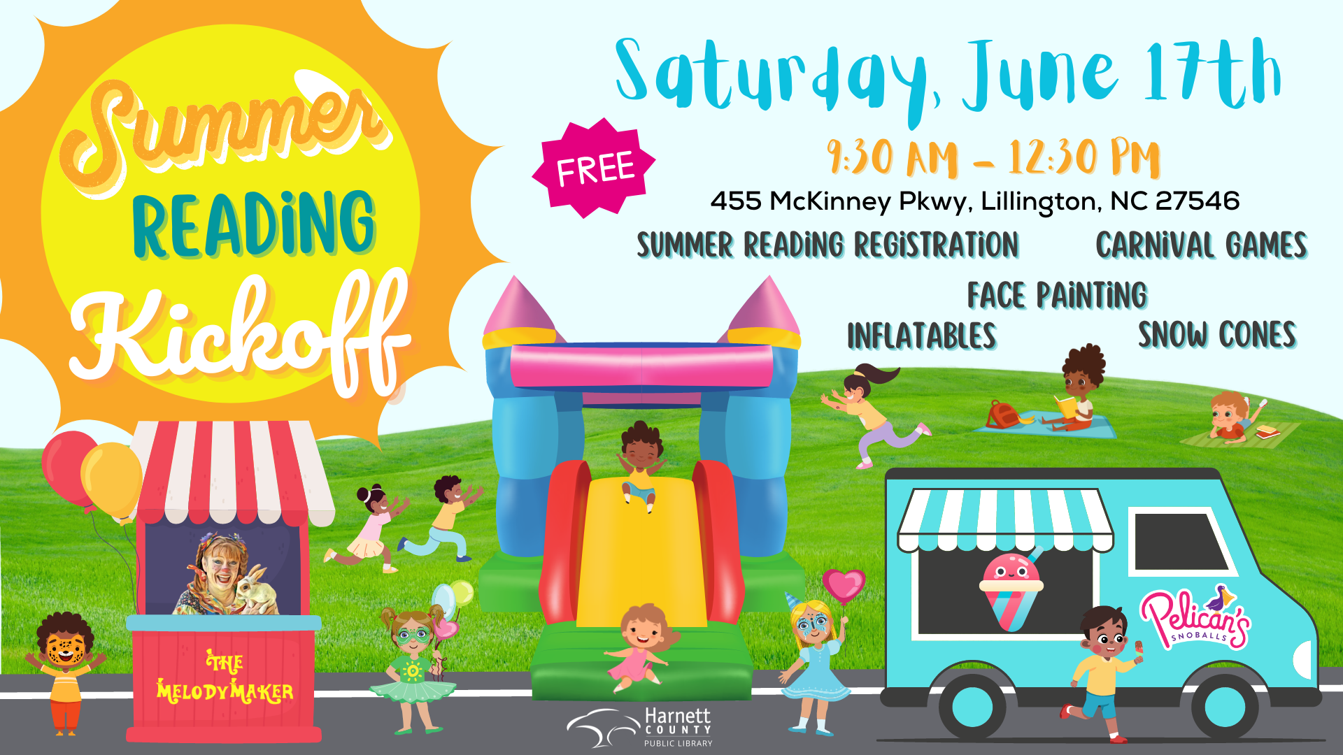 Image of the flyer promoting the Summer Reading Kickoff event