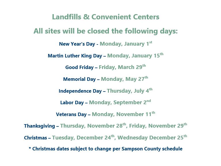 Holiday Schedule